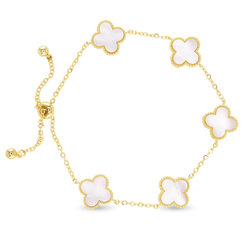Gold Mother Of Pearl Clover Bracelet