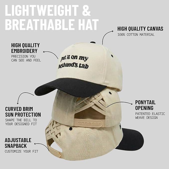Criss Cross 2-Tone Hat - Put It on My Husbands Tab - Blk/Bge