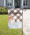 Fall Garden Flag - Welcome with Brown Background