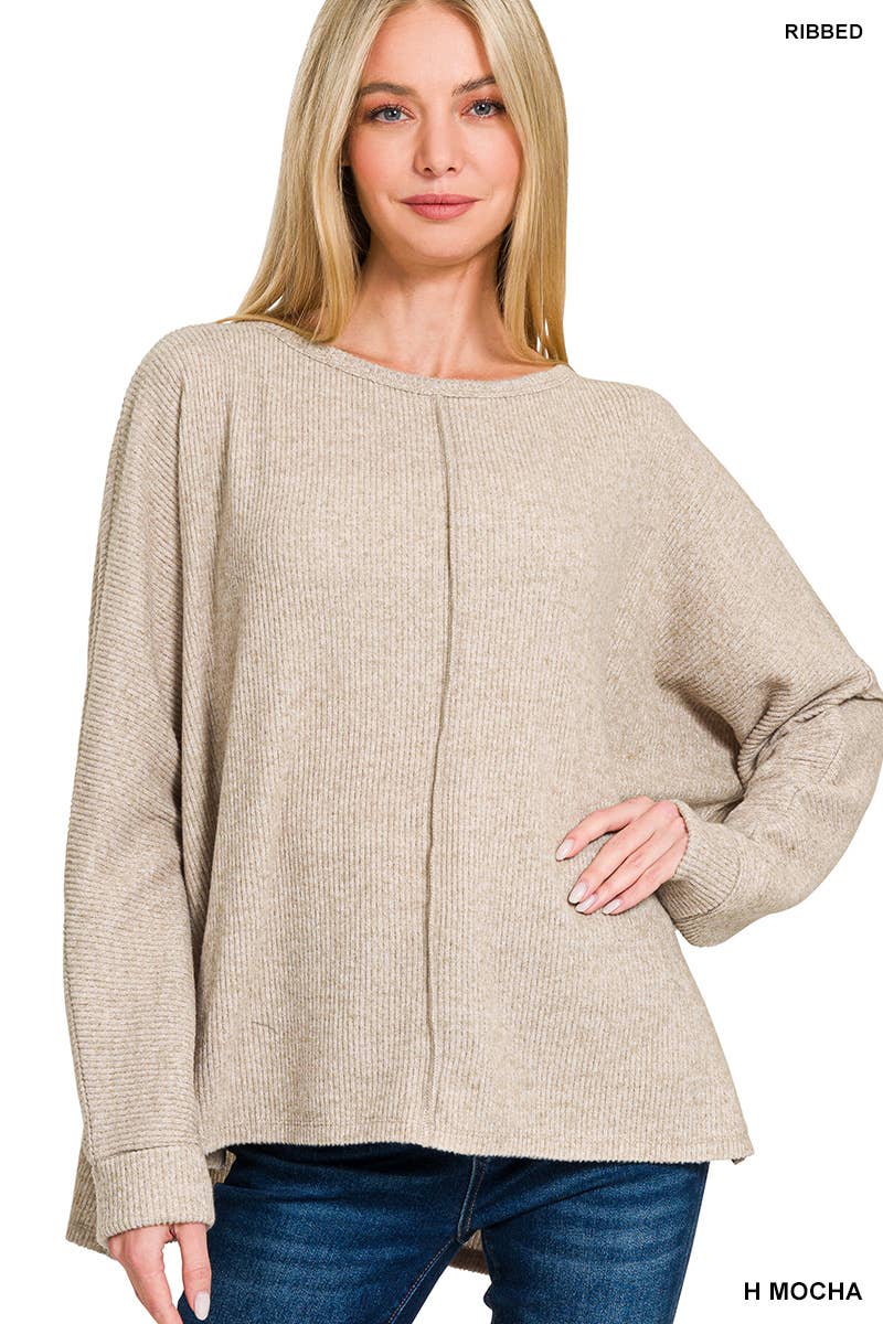 Brushed Melange Hacci Dolman Sleeve Sweater