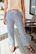 Striped Drawstring Waist Casual Pants (S-XL)