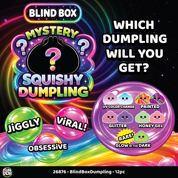Fun Doh BLIND BOX Mystery Squishy Dumpling VIRAL, 12/Display