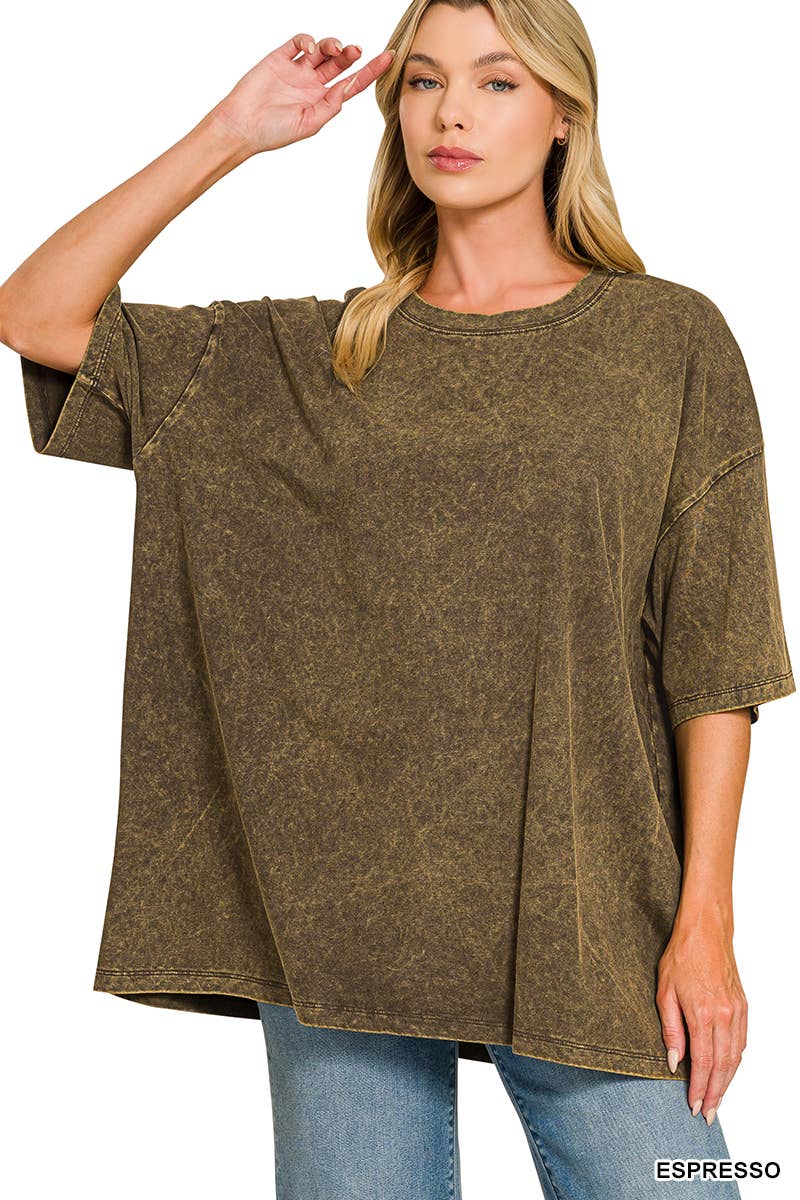 Acid Wash Oversized Cotton Tee - Zenana