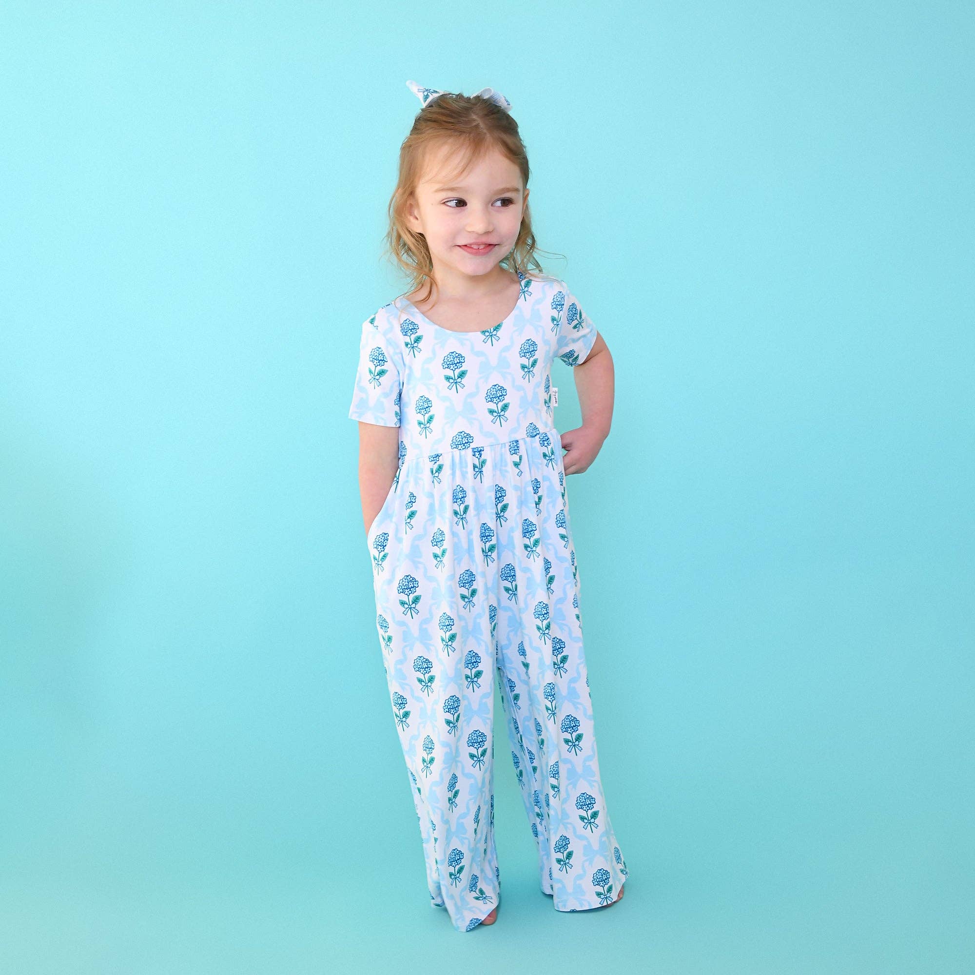 Savannah WIDE LEG ROMPER Bamboo Floral Kids Clothing Outfit