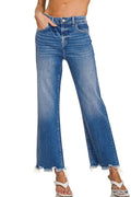 Distressed Hem Denim Pants		 - Zenana