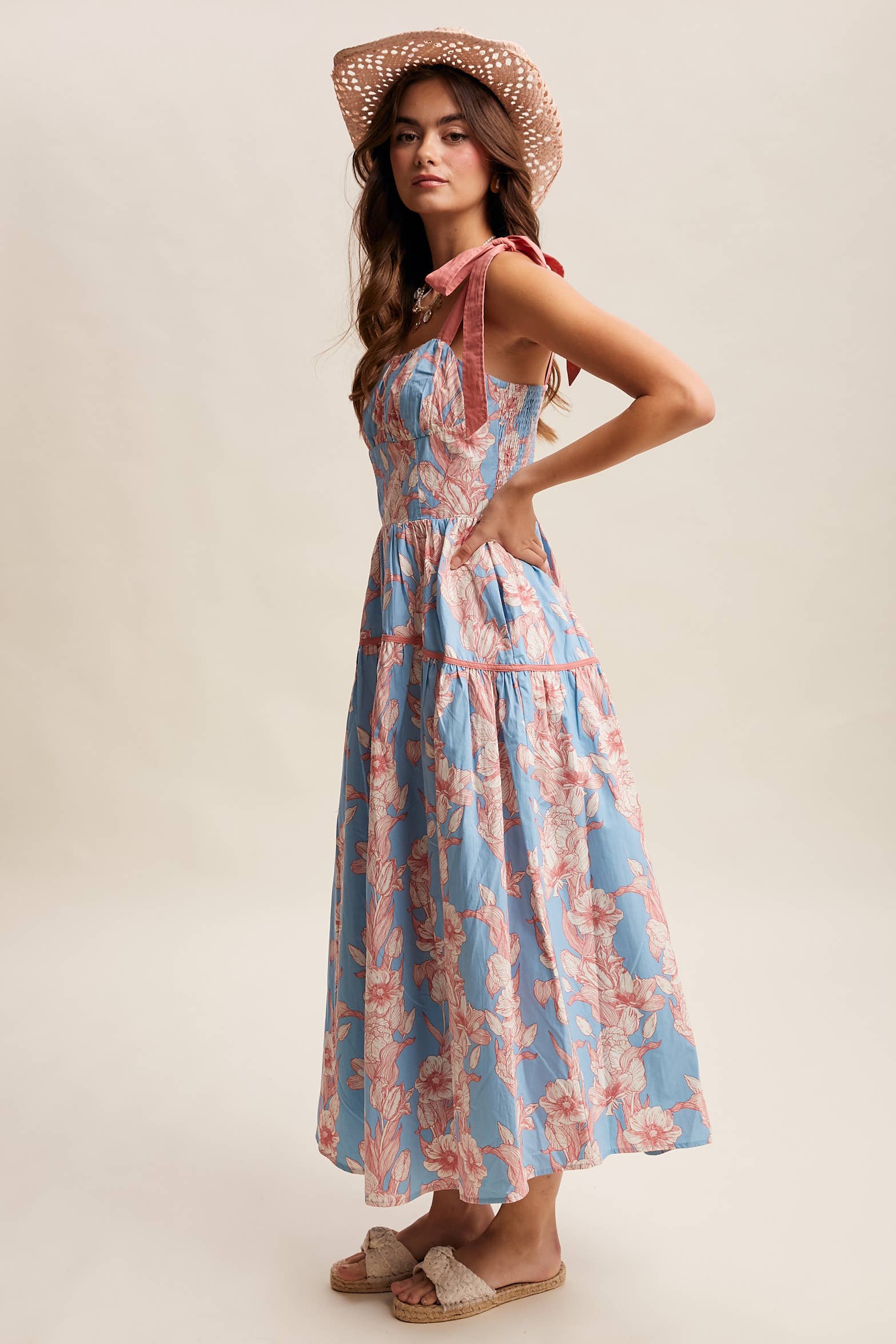 Floral Tie-Shoulder Sundress LD1552