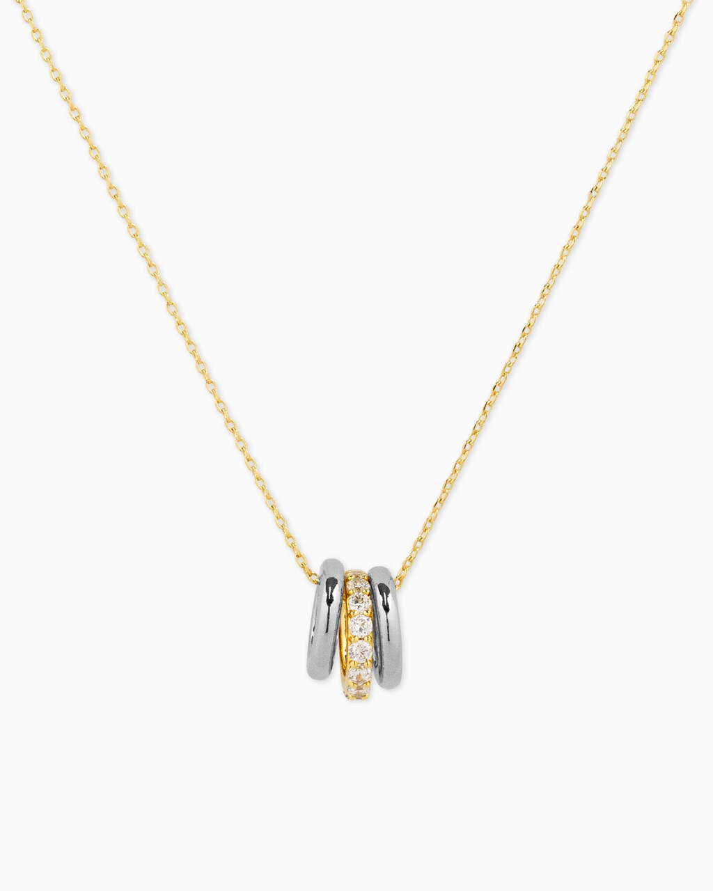 CZ Rondelle Charm Pendant Necklace