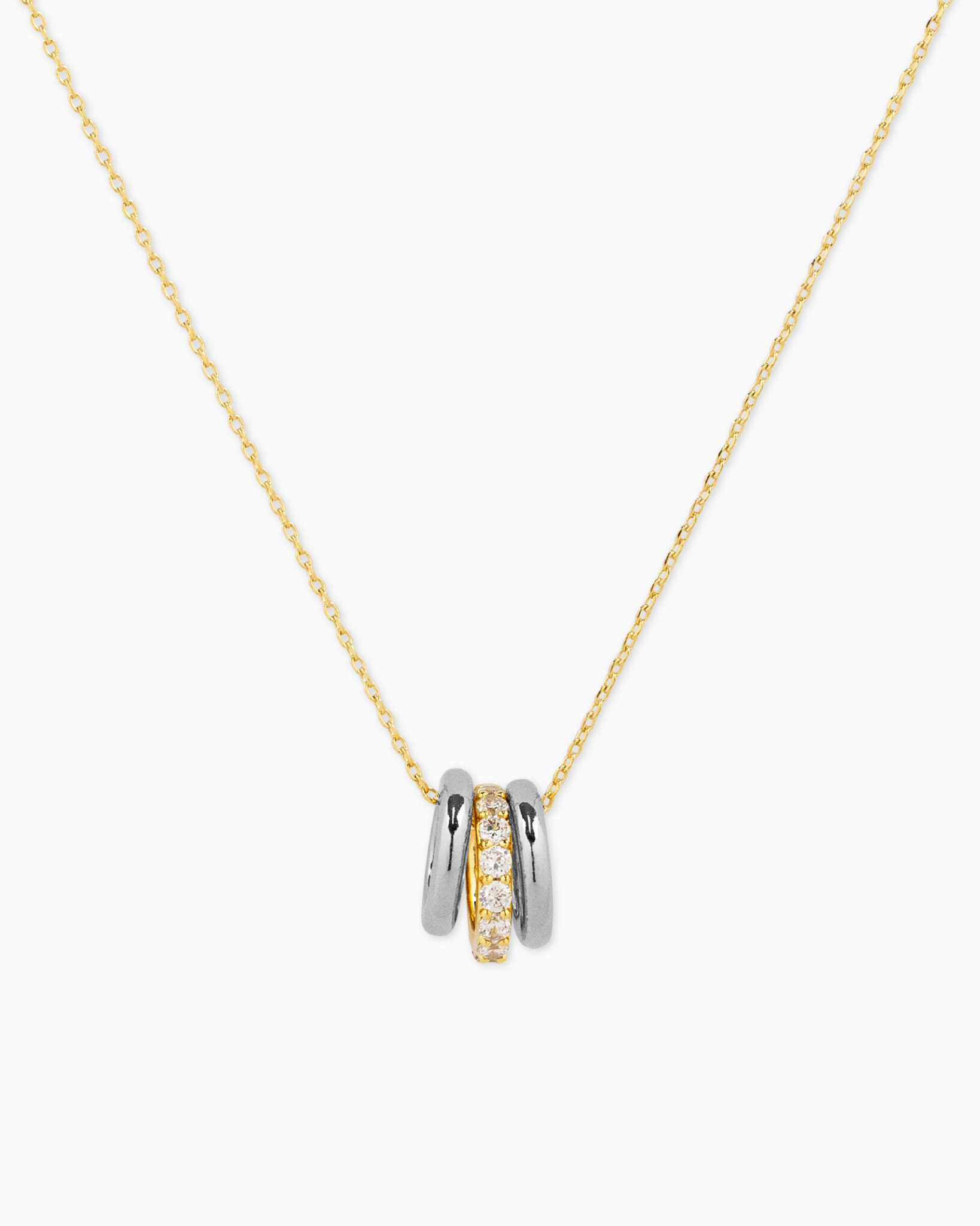 CZ Rondelle Charm Pendant Necklace