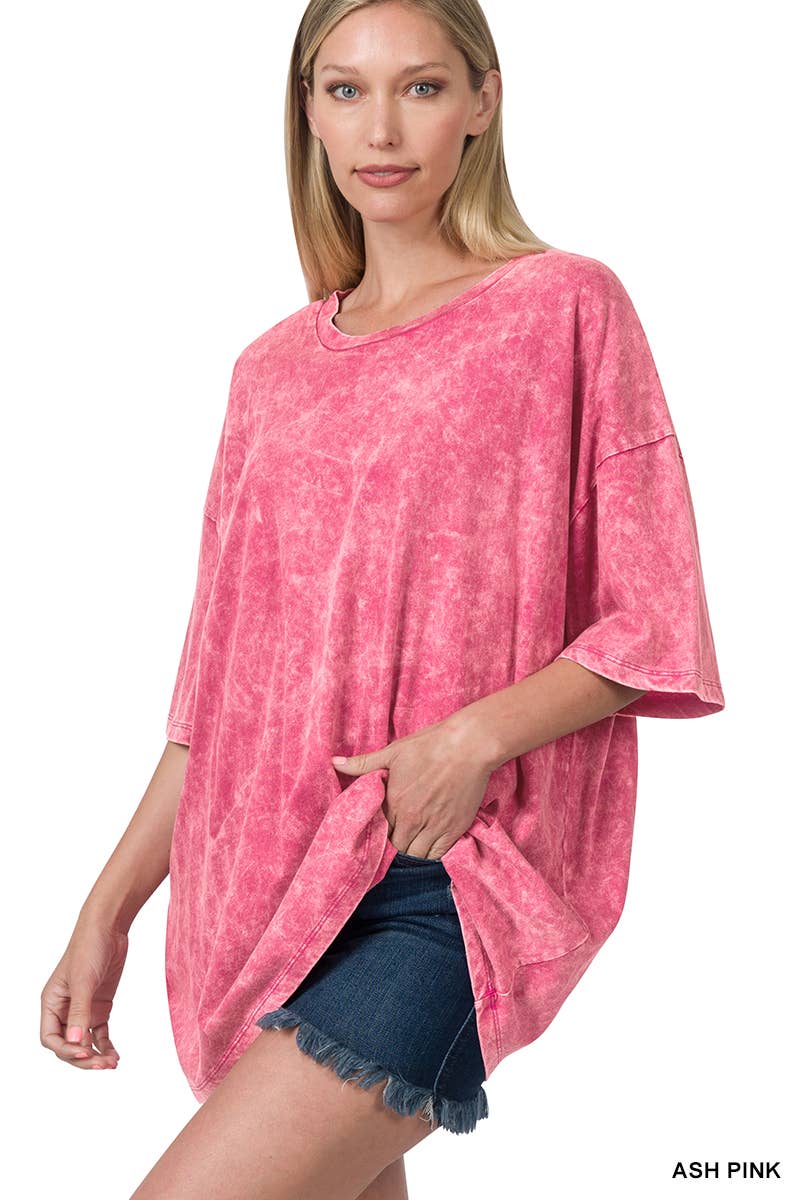 Washed Cotton Oversized Tee Zenana