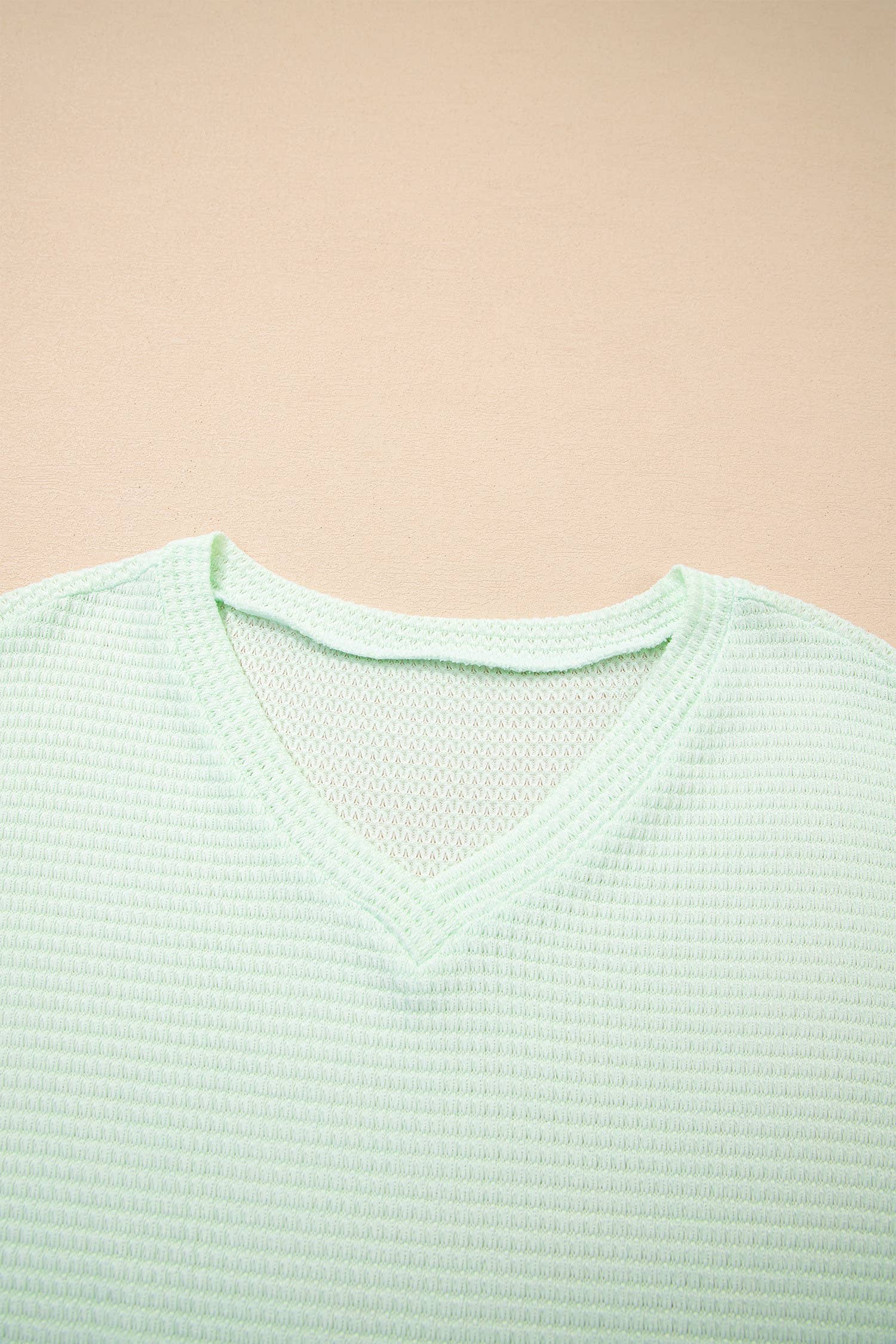 Plus Size Waffle V Neck Short Sleeve Knit Top (S-4X)