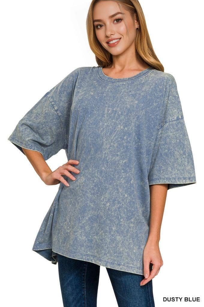 Acid Wash Oversized Cotton Tee - Zenana