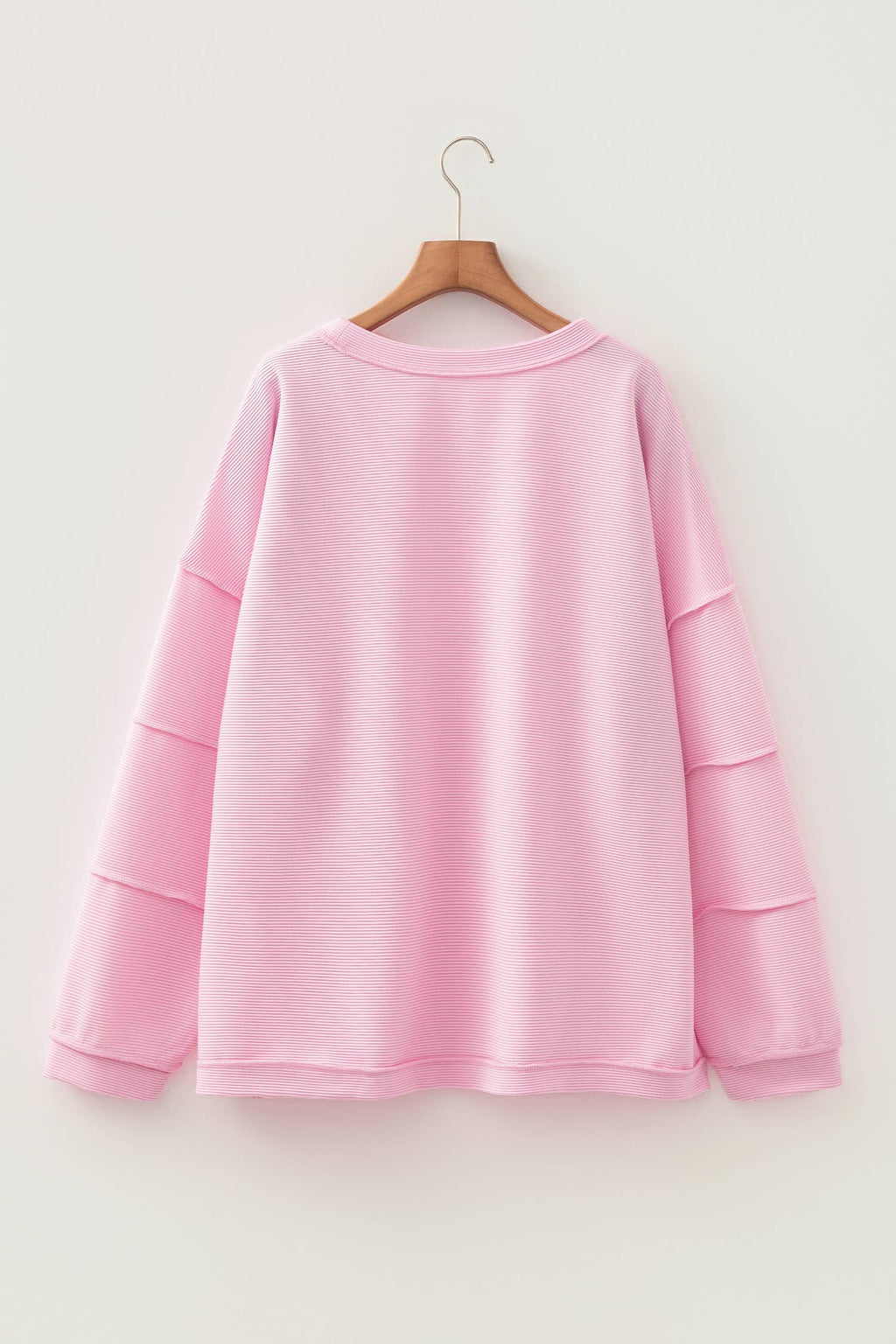 Solid Drop Shoulder Long Sleeve Plus Size Ribbed Top (1X-4X)