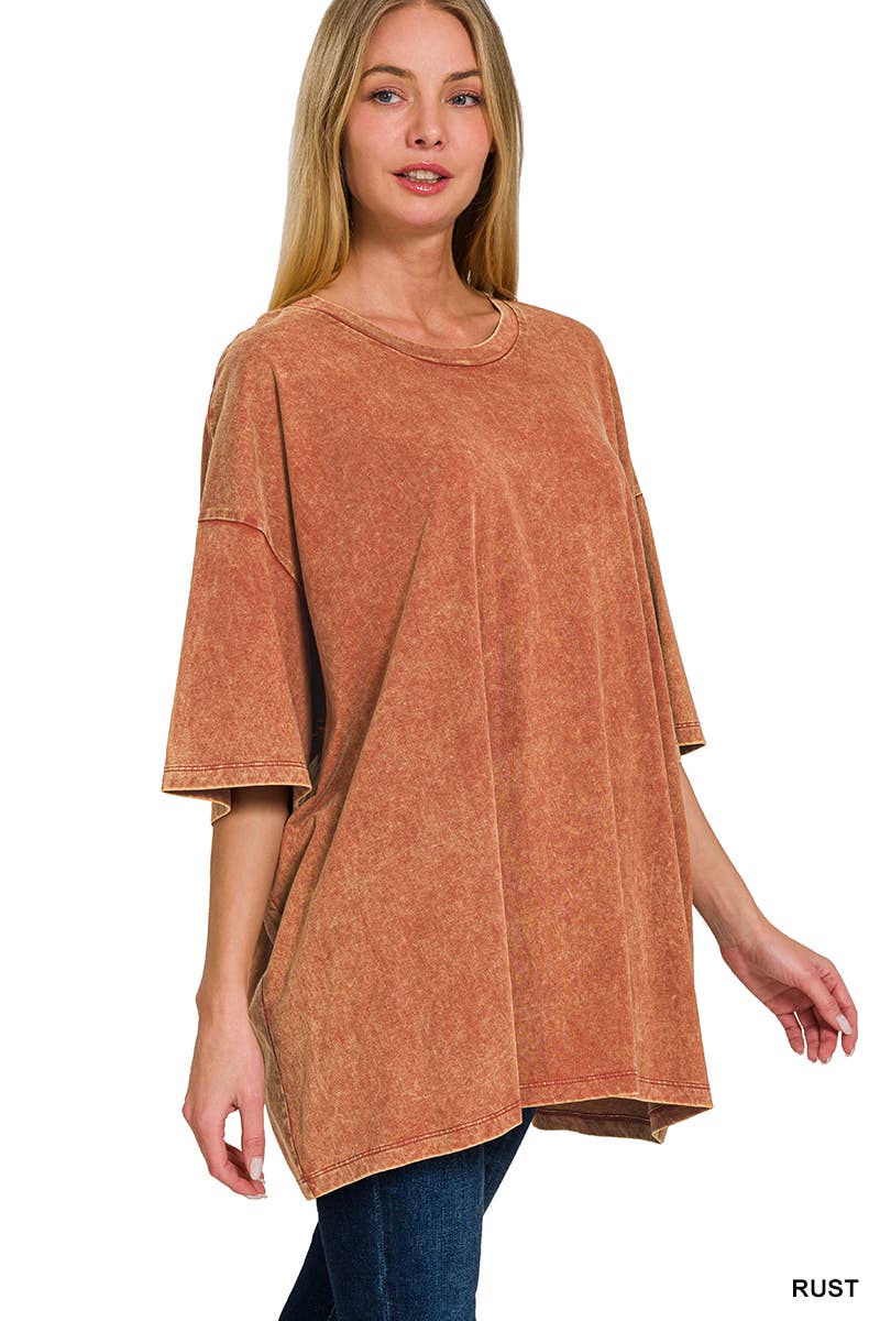 Acid Wash Oversized Cotton Tee - Zenana