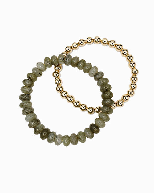 2 Layered Semi-Precious Beaded Bracelet Set