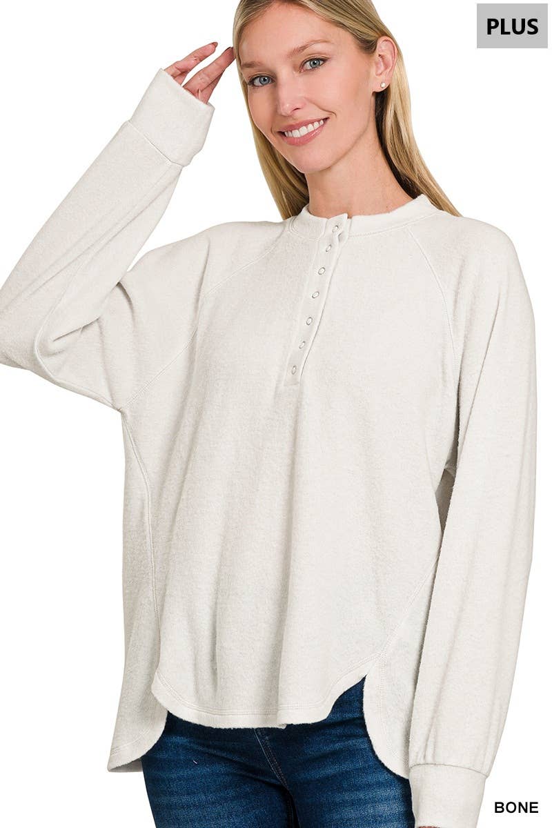 SI-25395 Plus Brushed Melange Hacci Oversized 7 Button Henle Zenana