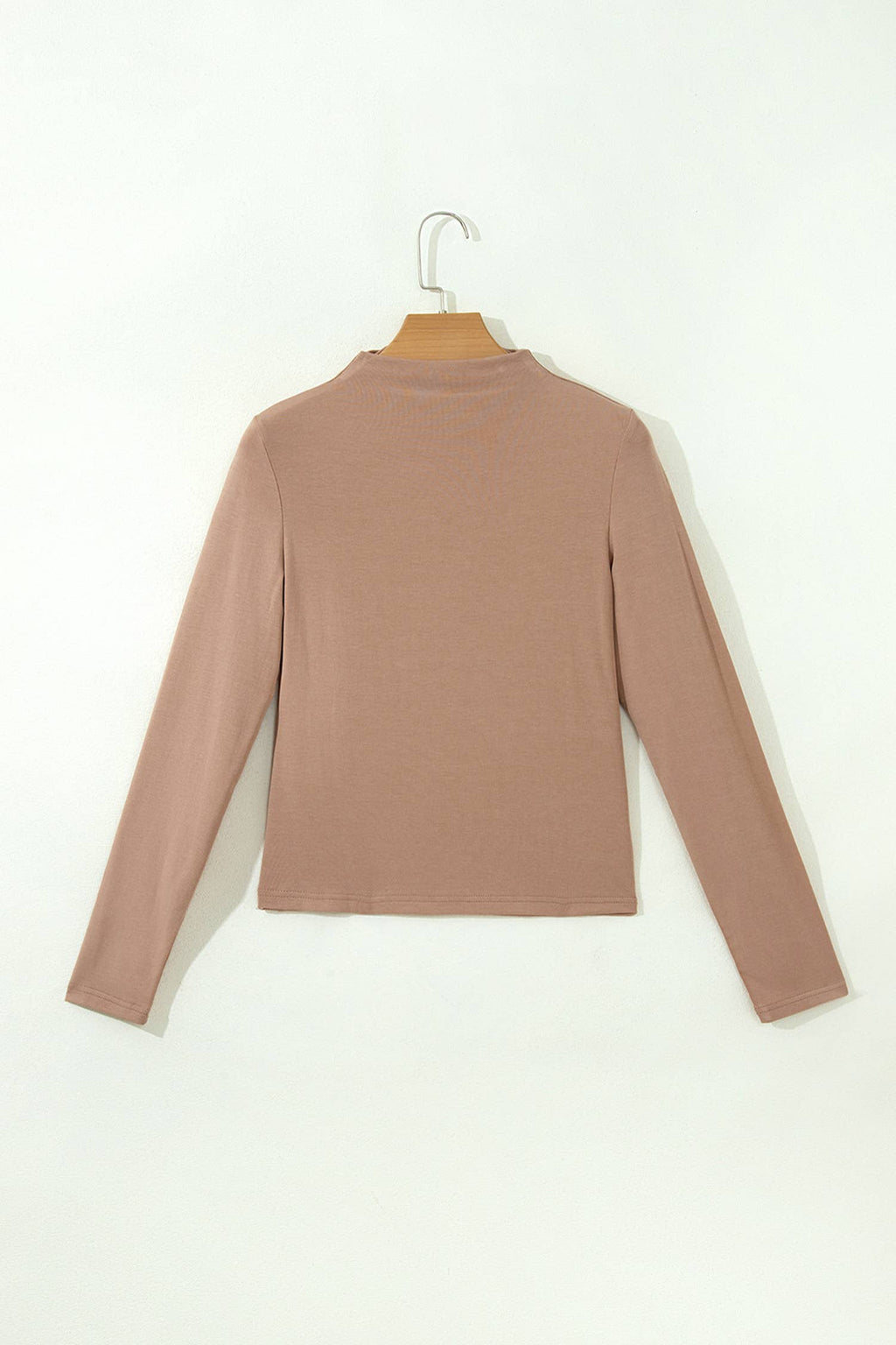 Solid Color Ribbed Mock Neck Long Sleeve Sheath Top