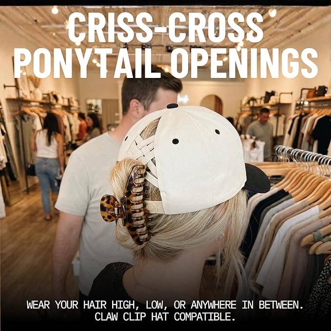 Criss Cross 2-Tone Hat - Put It on My Husbands Tab - Blk/Bge