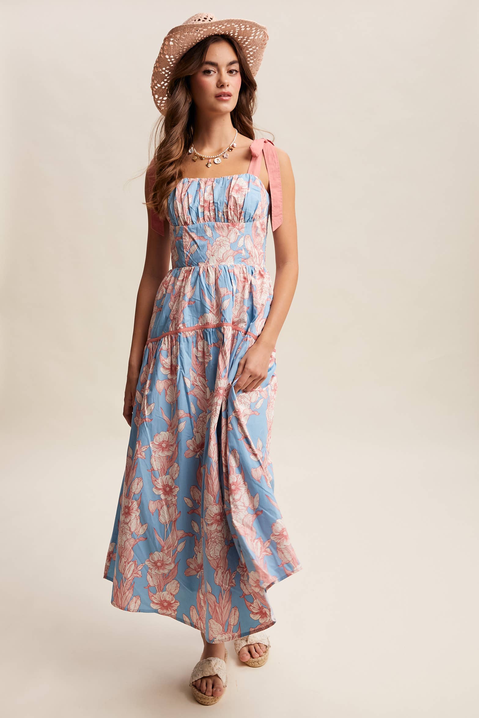 Floral Tie-Shoulder Sundress LD1552