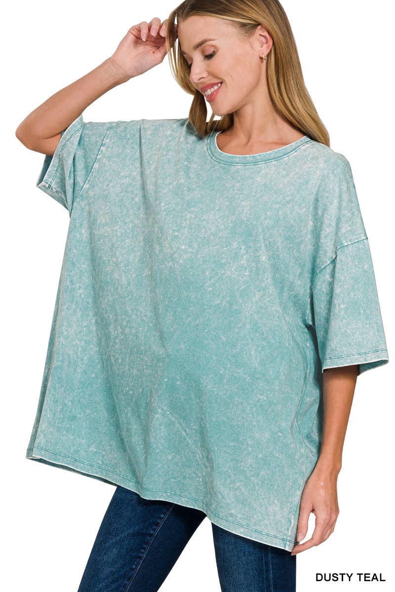 Acid Wash Oversized Cotton Tee - Zenana