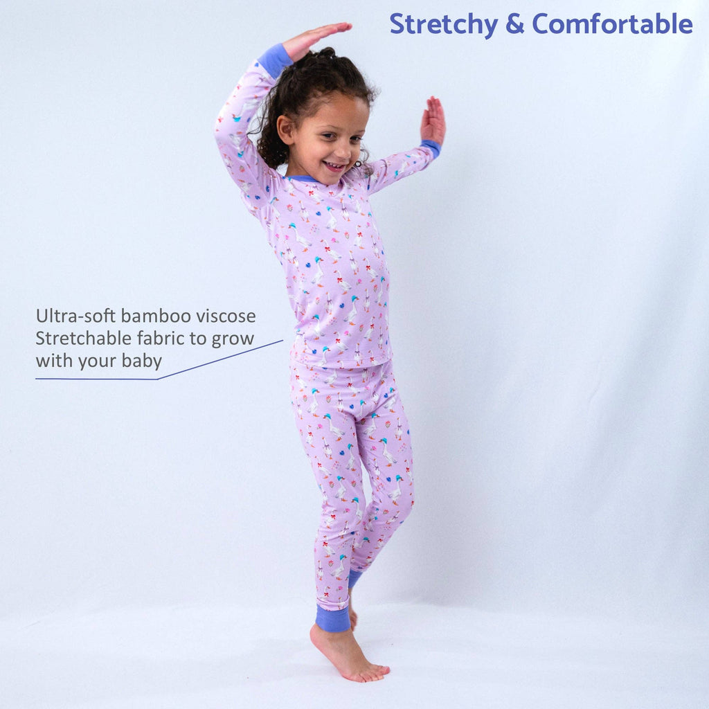 Kids 2-Piece Bamboo Pajama Long Sleeve Set Goose Parade