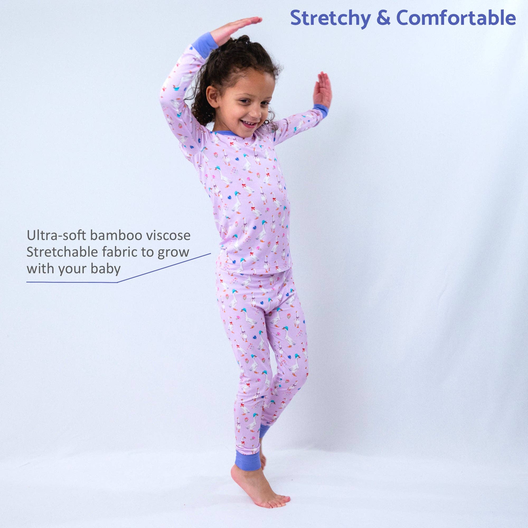 Kids 2-Piece Bamboo Pajama Long Sleeve Set Goose Parade
