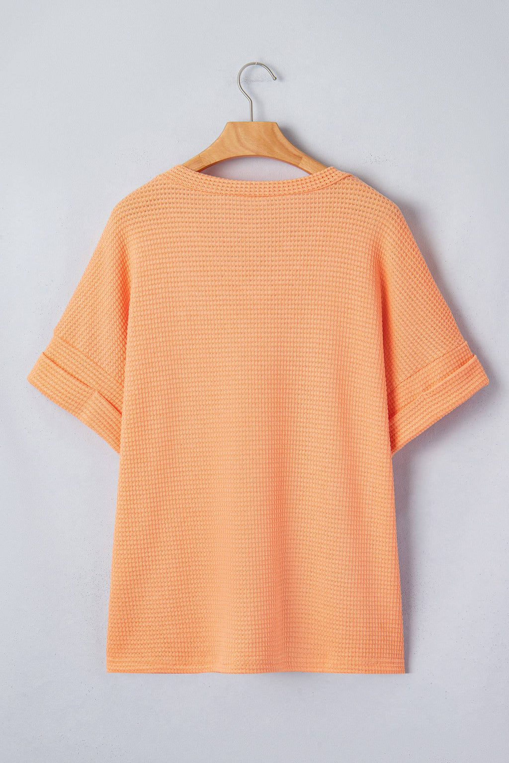 Plus Size Waffle V Neck Short Sleeve Knit Top (S-4X)