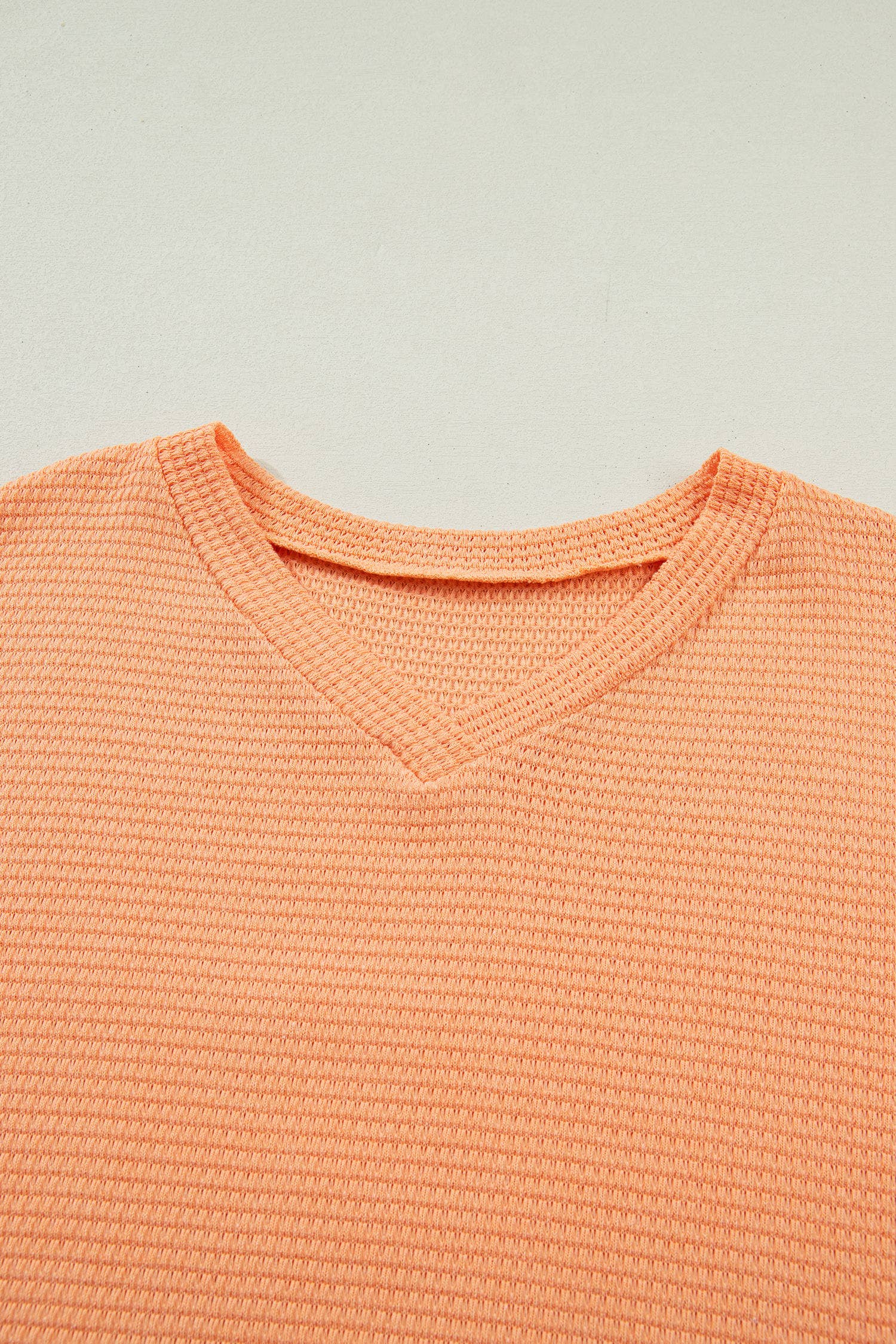 Plus Size Waffle V Neck Short Sleeve Knit Top (S-4X)