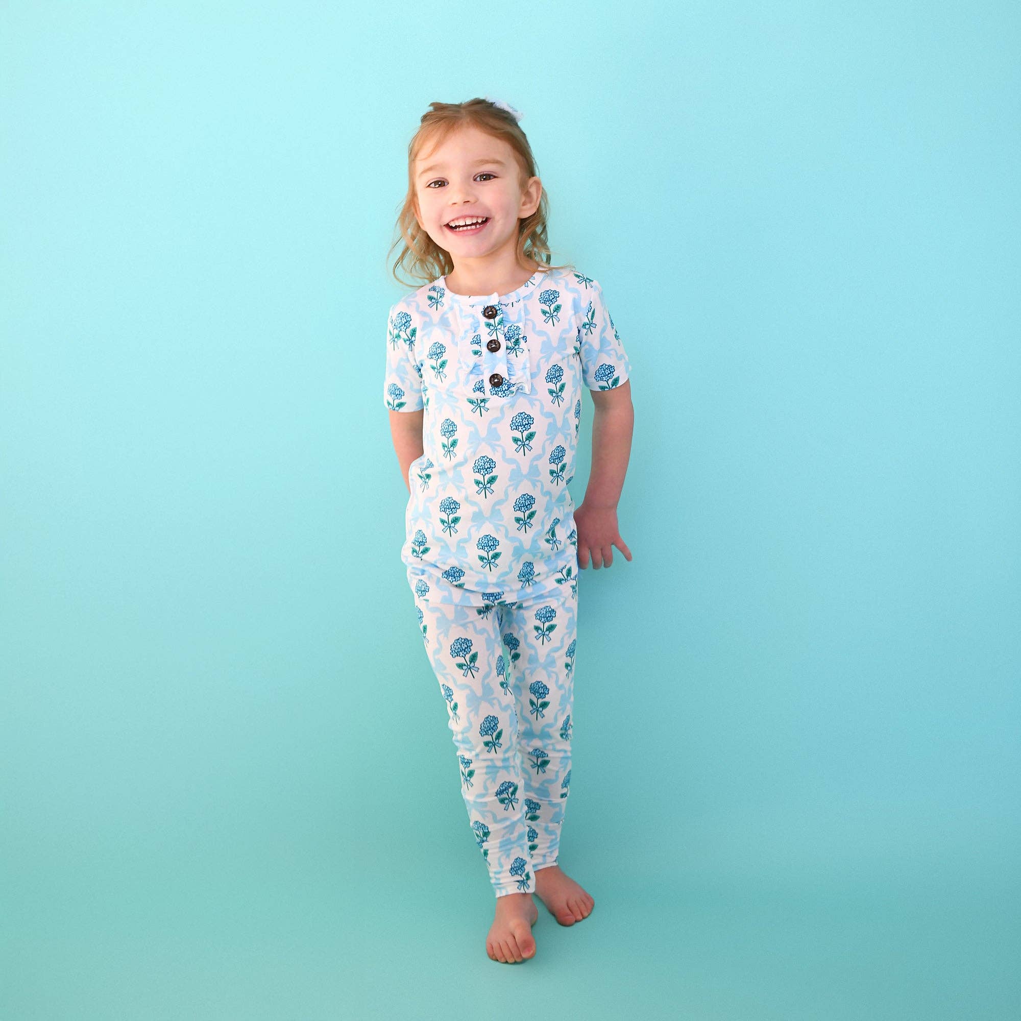 Savannah RUFFLE TWO PIECE Bamboo Floral Girls Lounge Set