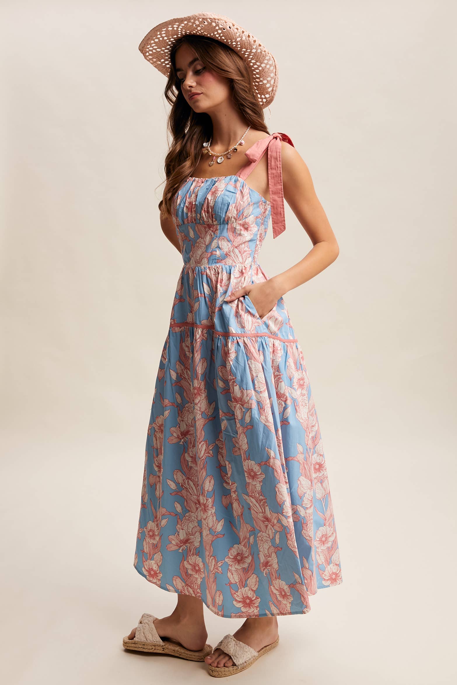 Floral Tie-Shoulder Sundress LD1552