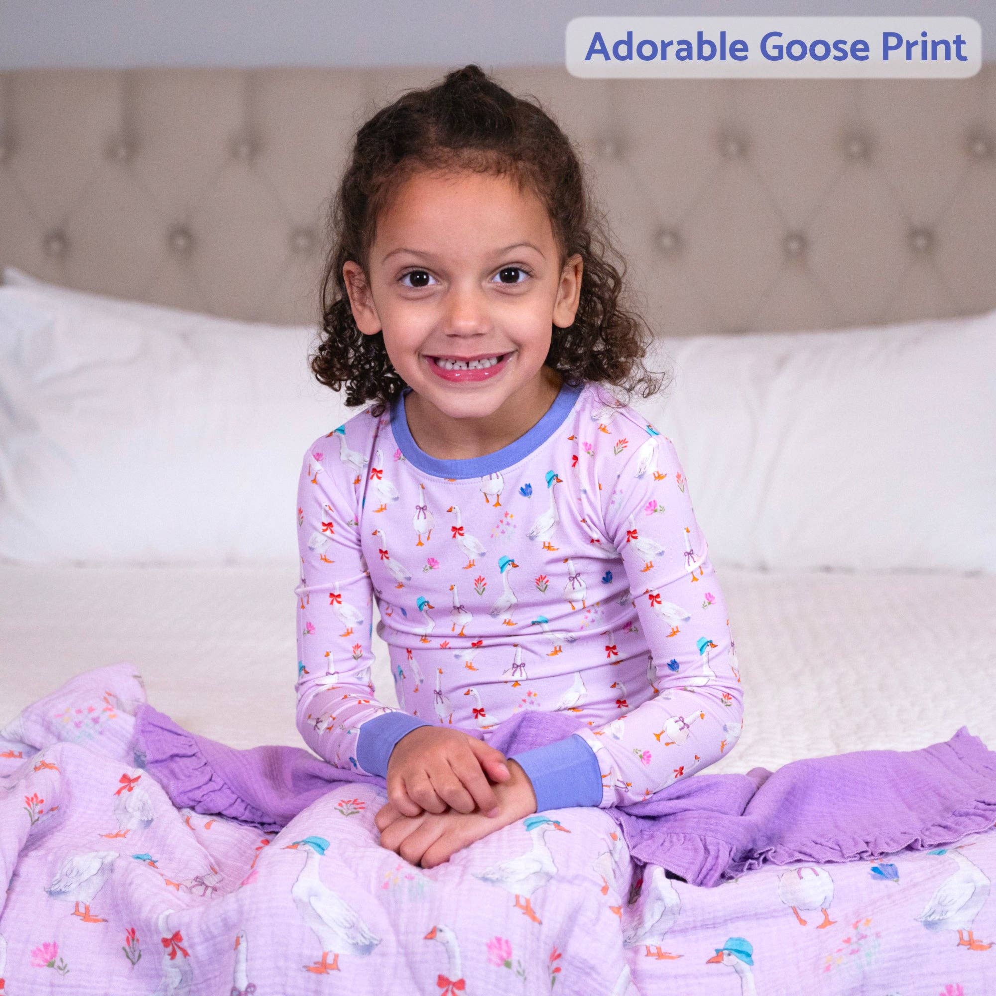 Kids 2-Piece Bamboo Pajama Long Sleeve Set Goose Parade