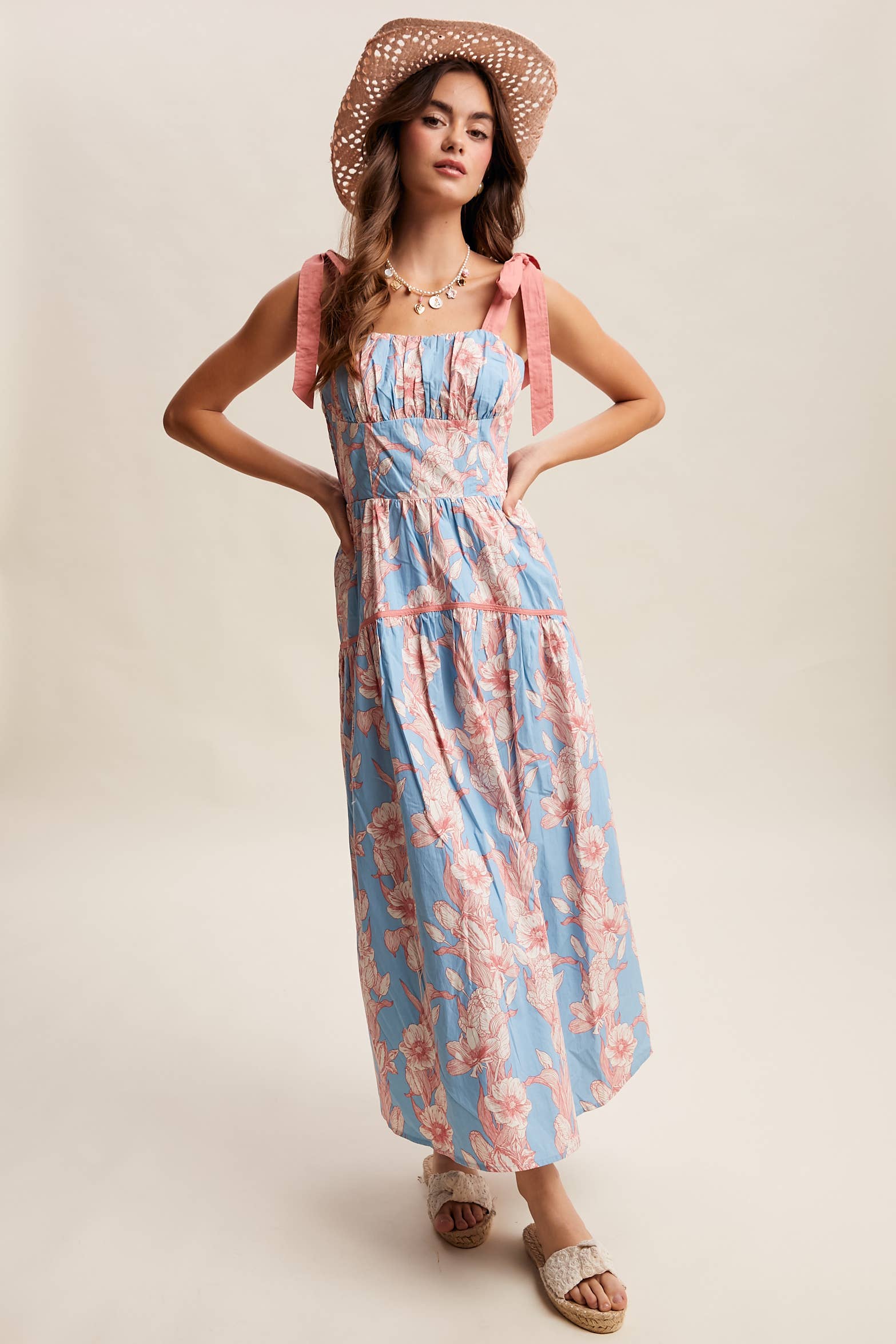 Floral Tie-Shoulder Sundress LD1552